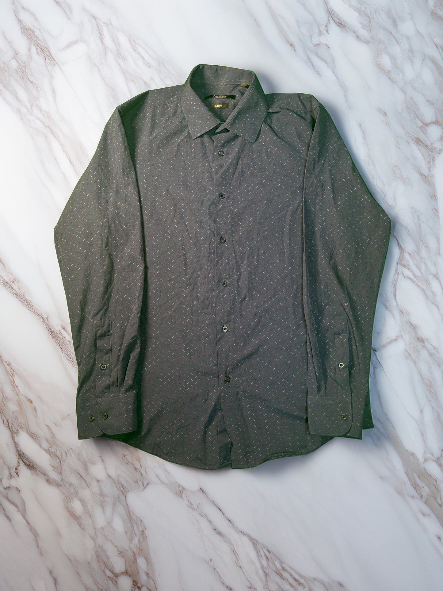 【Jones New York】スリムフィット ドット柄シャツ ビジネス/カジュアル