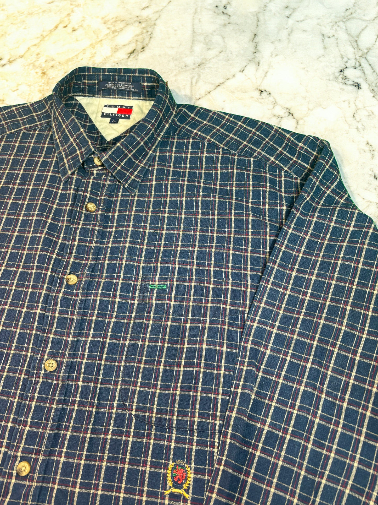 【TOMMY HILFIGER】洗練された肌触り!刺繍入りコットンチェックシャツ