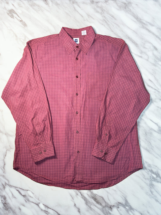 【GAP】洗練カラー！コットン チェック長袖シャツ
