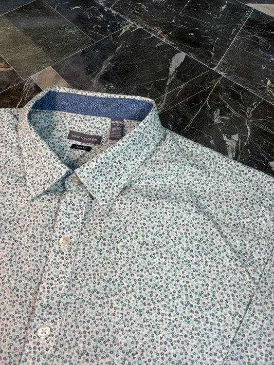 【VAN HEUSEN】プレミアム花柄長袖シャツ 綿100%の上質感**
