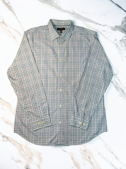 【BANANA REPUBLIC】洗練スリムフィット綿チェック長袖シャツ