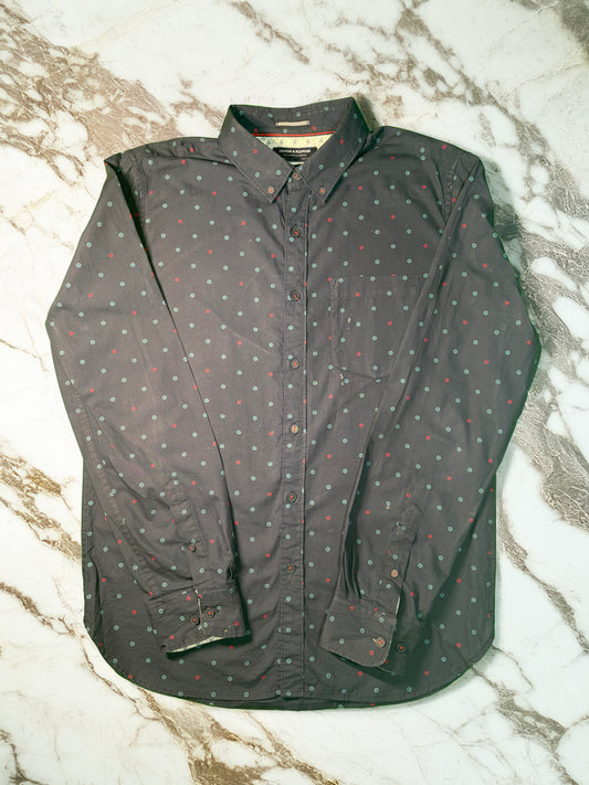 【DENIM＆FLOWER】シックなドット柄。高品質コットンメンズシャツ。