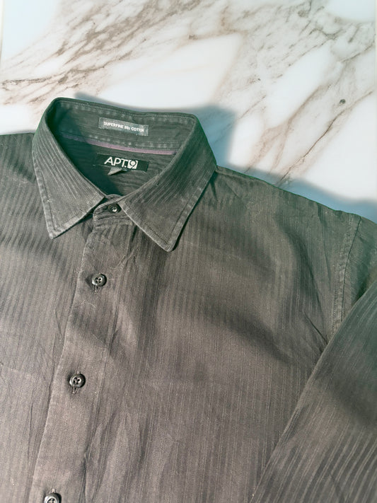 【APT.9】SUPERFINE 80Sコットン 上質ストライプシャツ 大人の品格